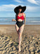 Costume da bagno con vita cava rosso e nero anni '40