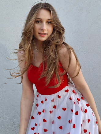Abito a cuore con fiocco senza maniche rosso anni '50