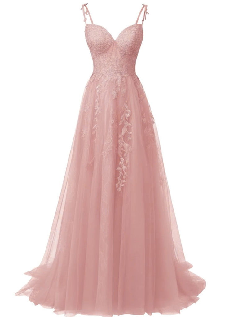 Abito lungo in tulle di pizzo con spalline sottili rosso anni '30