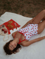 CostumI intero fiocco scollo all'americana fragola rosso anni '60