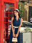 Abito senza maniche con revers blu navy anni '60