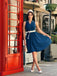 Abito senza maniche con revers blu navy anni '60