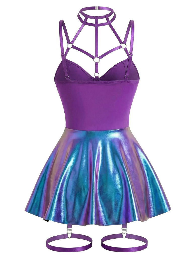 Camicia da notte laser in vernice con scollo all'americana anni '70