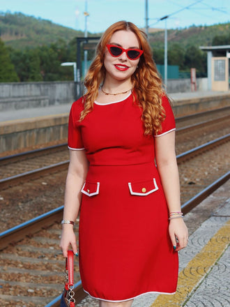 Abito con finte tasche rosso anni '60