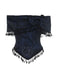 Top in pizzo con spalle scoperte e nappe Halloween blu anni '30