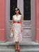 Abito beige e rosso anni '50 con cintura per dipingere le rose