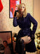 Cappotto lungo in velluto blu navy anni '50