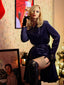 Cappotto lungo in velluto blu navy anni '50