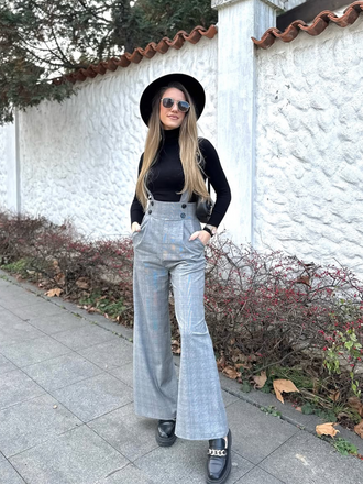 2PCS camicetta  maniche a sbuffo in raso e pantaloni anni '40