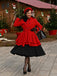 Cappotto invernale con collo di pelliccia rosso anni '50