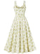 Abito con lacci floreali e spalline larghe anni '40