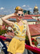 Tuta corta giallo girasoli Halter anni '50