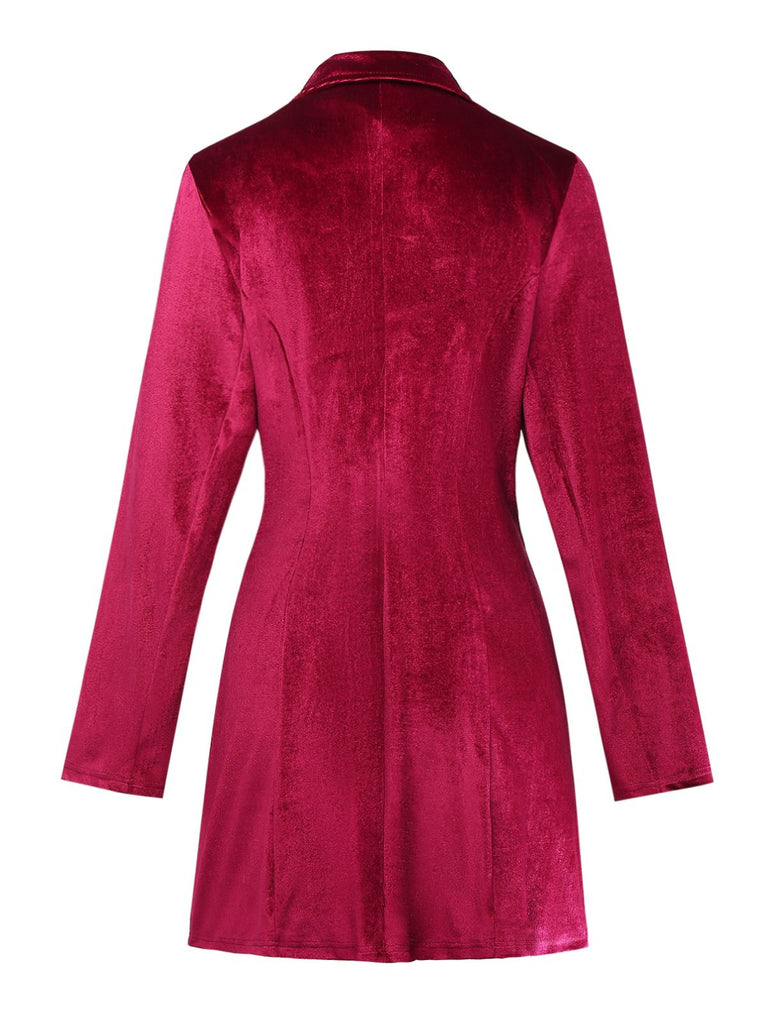 Abito blazer in velluto a maniche lunghe tinta unita anni '60