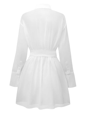 Abito camicia trasparente tinta unita anni '70