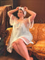 Camicia da notte in tulle con maniche a balze blu anni '40