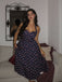 Abito floreale in cotone con pizzo blu anni '50