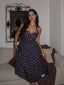 Abito floreale in cotone con pizzo blu anni '50