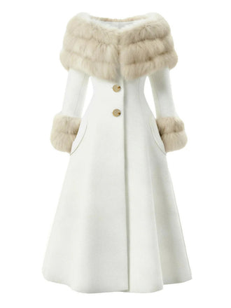 [Prevendita] Cappotto con collo di pelliccia multistrato color crema anni '50