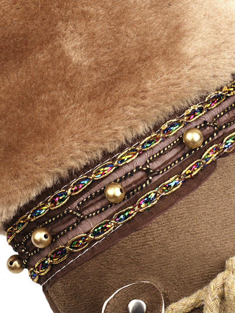 Stivali da neve invernali con pompon in pelliccia sintetica