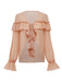 Blusa boho tinta unita con volant a cascata anni '70