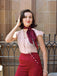2PCS Camicetta a pois rosso e pantaloni bordeaux anni '50