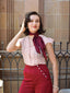 2PCS Camicetta a pois rosso e pantaloni bordeaux anni '50