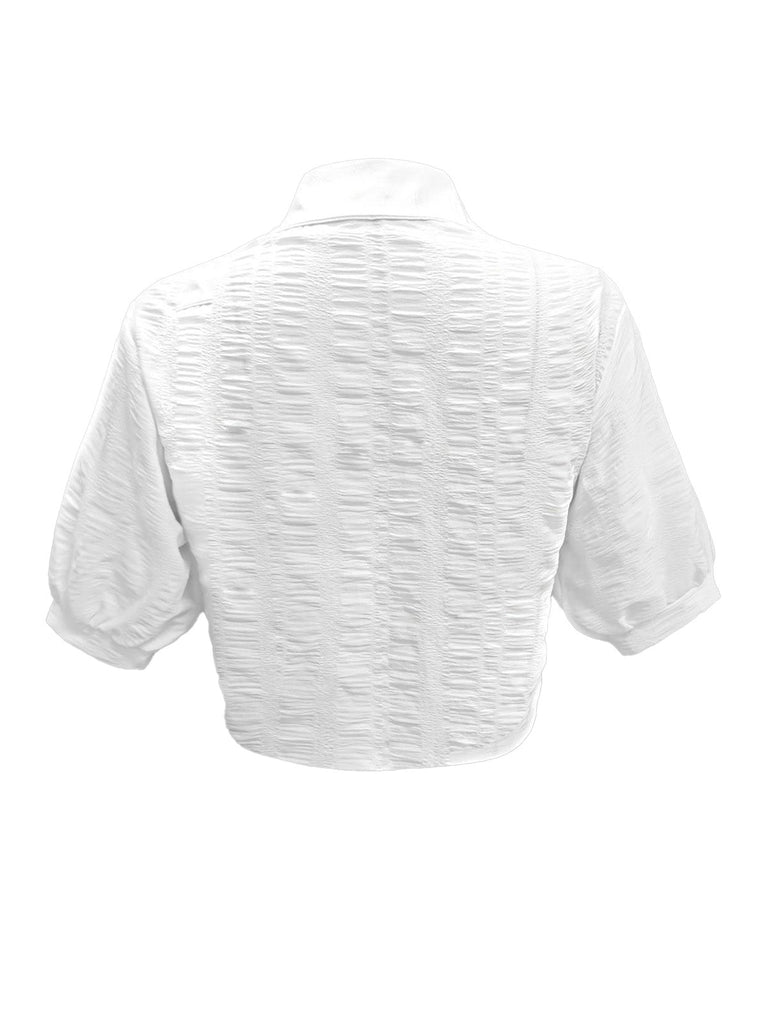 Completo 2 Pezzi Abito Midi Smock a Bretelle e Camicia Corta Anni '50