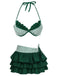 2PCS Bikini a righe e copricostume a balze grigio anni '60