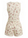 Completo 2 Pezzi Top Floreale Patchwork Pizzo e Shorts Beige Anni '40