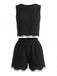 Completo 2 Pezzi Gilet Senza Maniche Crochet e Shorts Nero Anni '50