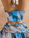 Set 2 Pezzi Top Halter Arricciato Stampa Marmo Blu con Gonna Anni '70 7