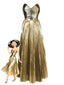 2PCS Costumi Intero Oro Anni '50 Metallizzato e Copricostume