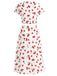 [Pre-Vendita] 2 Pezzi Crop Top a Collo V a Stampa Ciliegie con Gonna Rossa Anni '60 4