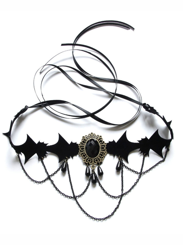 Collana con pietre preziose nero retrò di Halloween