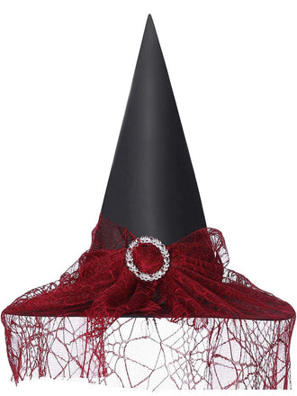 Cappello da strega a punta patchwork in rete Halloween