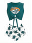 Set tankini con spiaggia e scheletro verde anni '80