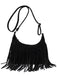 Borsa boho con frange a tracolla in pelle scamosciata