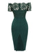 Abito in pizzo spalle scoperte verde scuro anni '60
