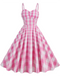 Abito a ruota plaid spalline sottili anni '50