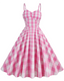 Abito a ruota plaid spalline sottili anni '50