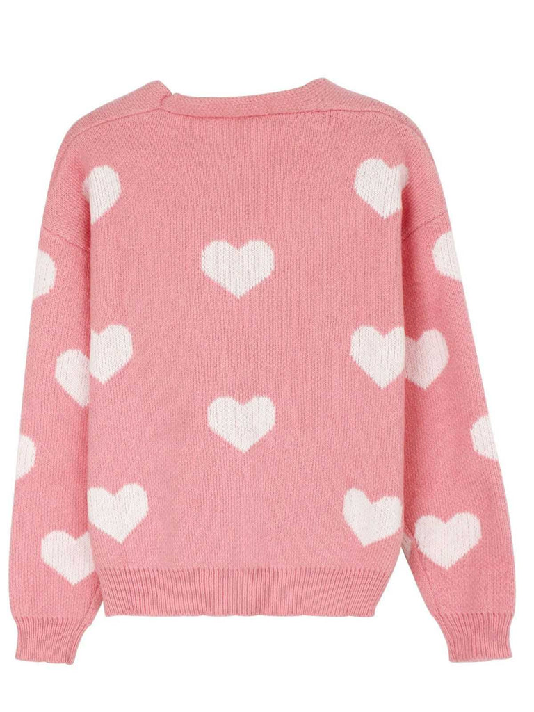 Cardigan in maglia con stampa a cuore per San Valentino anni '50