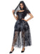 Completo abito in tulle da sposa fantasma Halloween nero anni '70
