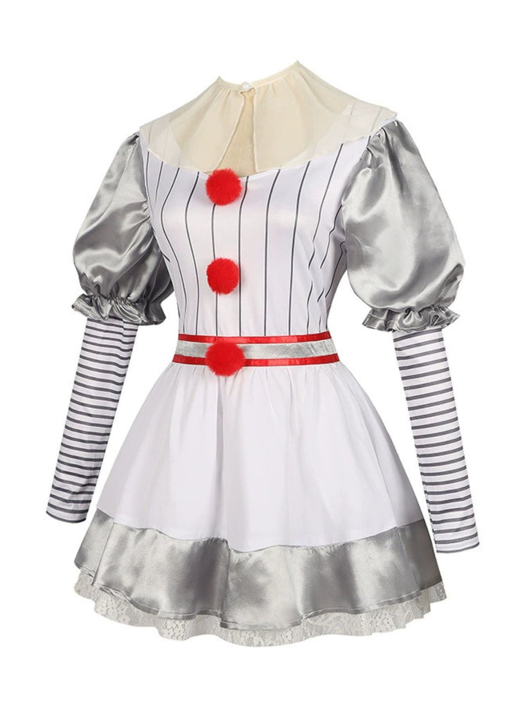 Abito a palloncino righe Pennywise Halloween argento anni '60