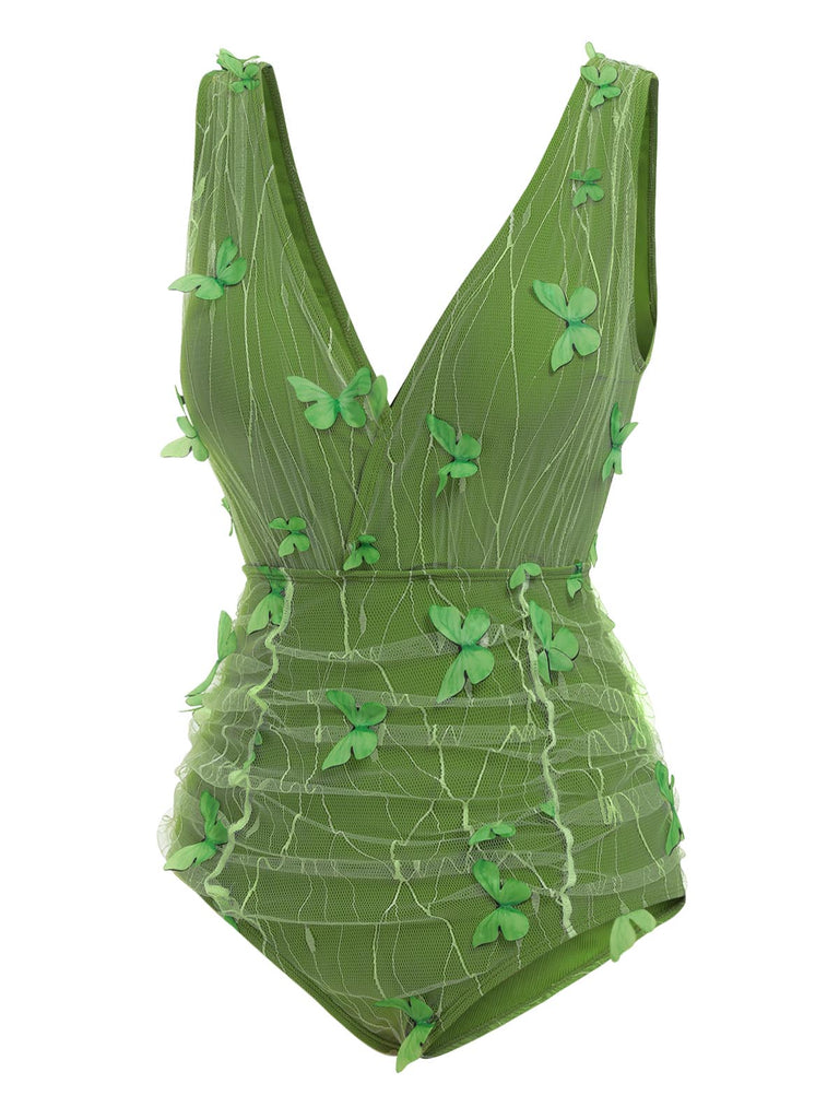Costumi in rete farfalle 3D verde anni '60