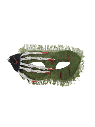 Maschera per occhi con macchie di sangue e mano di scheletro