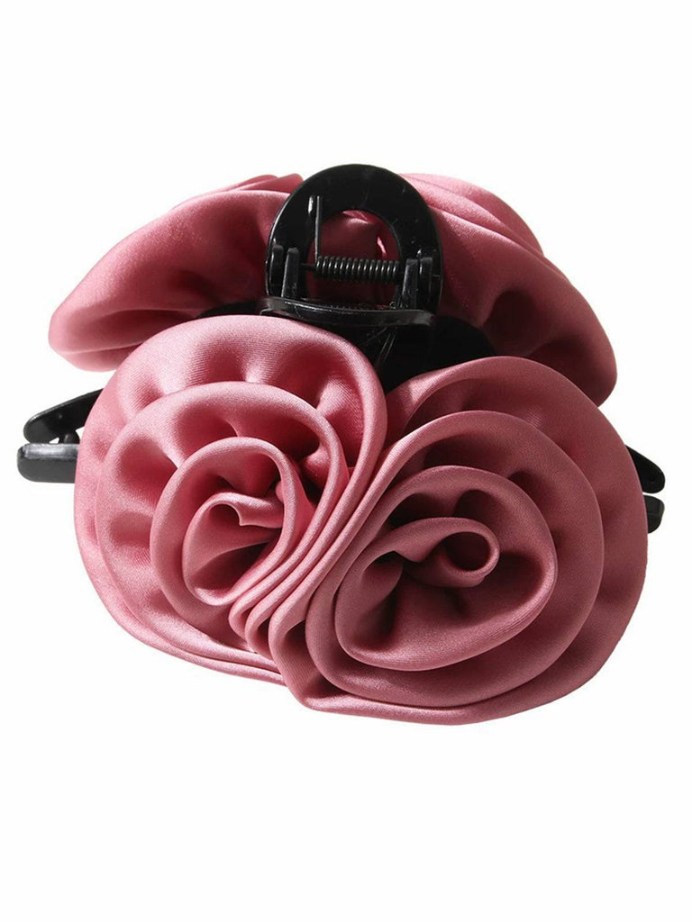 Fermaglio per capelli in raso con rose floreali 3D San Valentino