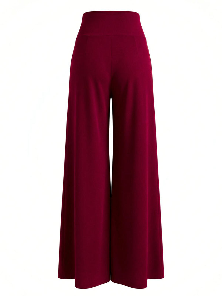 Pantaloni larghi a doppio petto a vita alta anni '50