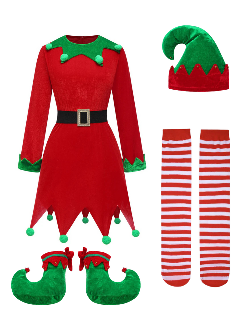 Costume da elfo natalizio rosso anni '80