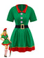 Costume da elfo di Natale per cosplay verde anni '60