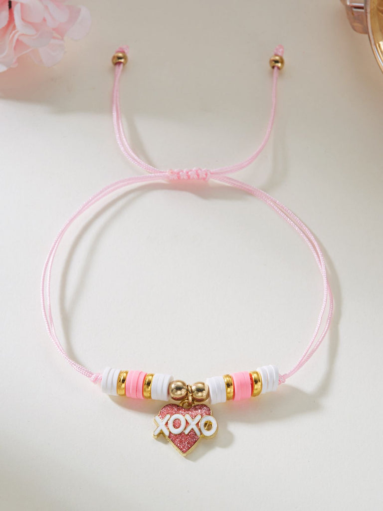 Bracciale regolabile intrecciato a forma di cuore per San Valentino